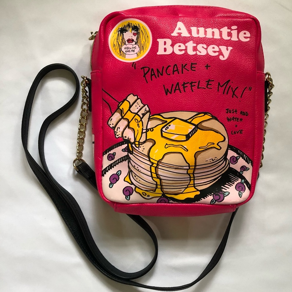 Pink Betsey Johnson Pancake & Waffle Mix Crossbody Bag